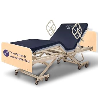True Bariatric Adjustable Hospital Bed - Super Low 14"-30" Height Range, Ultra Wide 36-42-48 Width, 80-88 Length - Full Electric Medical Bed, Hand Pendant -750 lbs Capacity - Maple