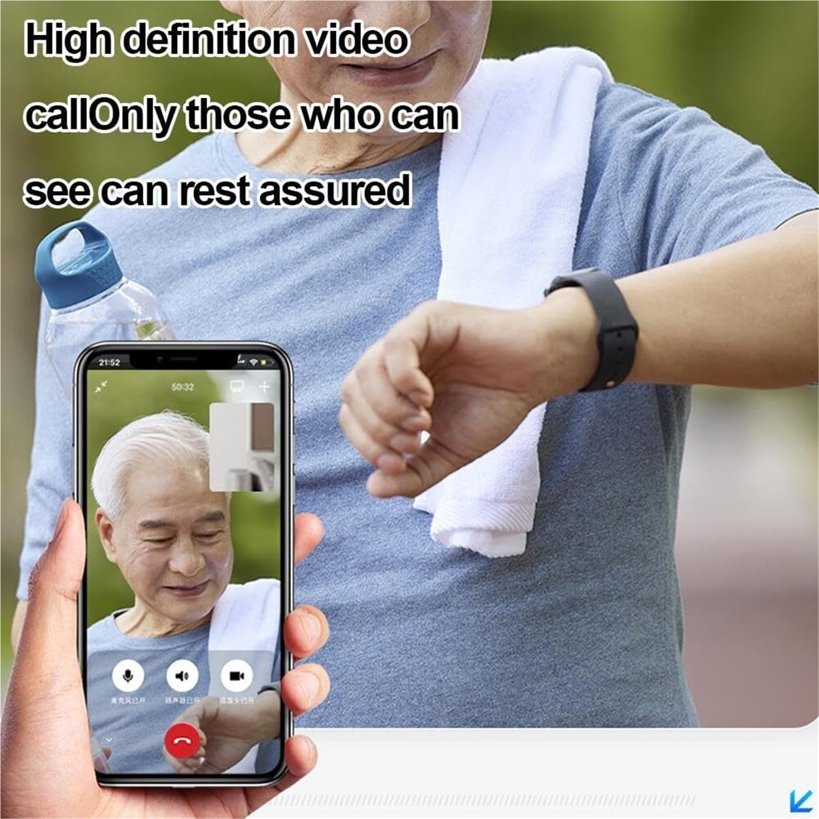 Mothdust Smartwatch Rilevamento Cadute per Anziani GPS Tracker Chiamata Video HD Impermeabile Cardiofrequenzimetro Pressione Promemoria Farmaci per Demenza Alzheimer Genitori
