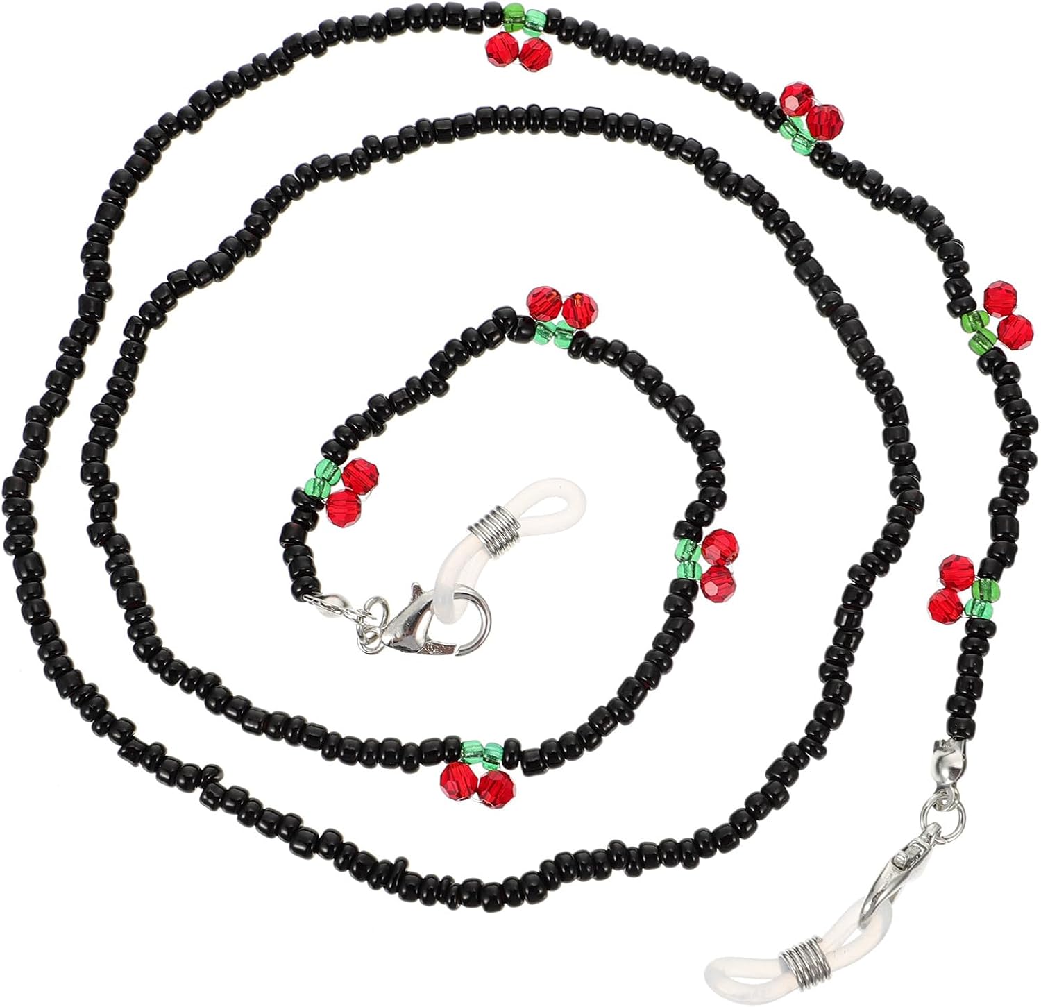 Milisten Cherry Bead Glasses Chain and Mask Bead Chain, Black Stylish Eyeglass Cord for Women, Decorative Face Cover Accessory for Daily Wear and Outdoor Use