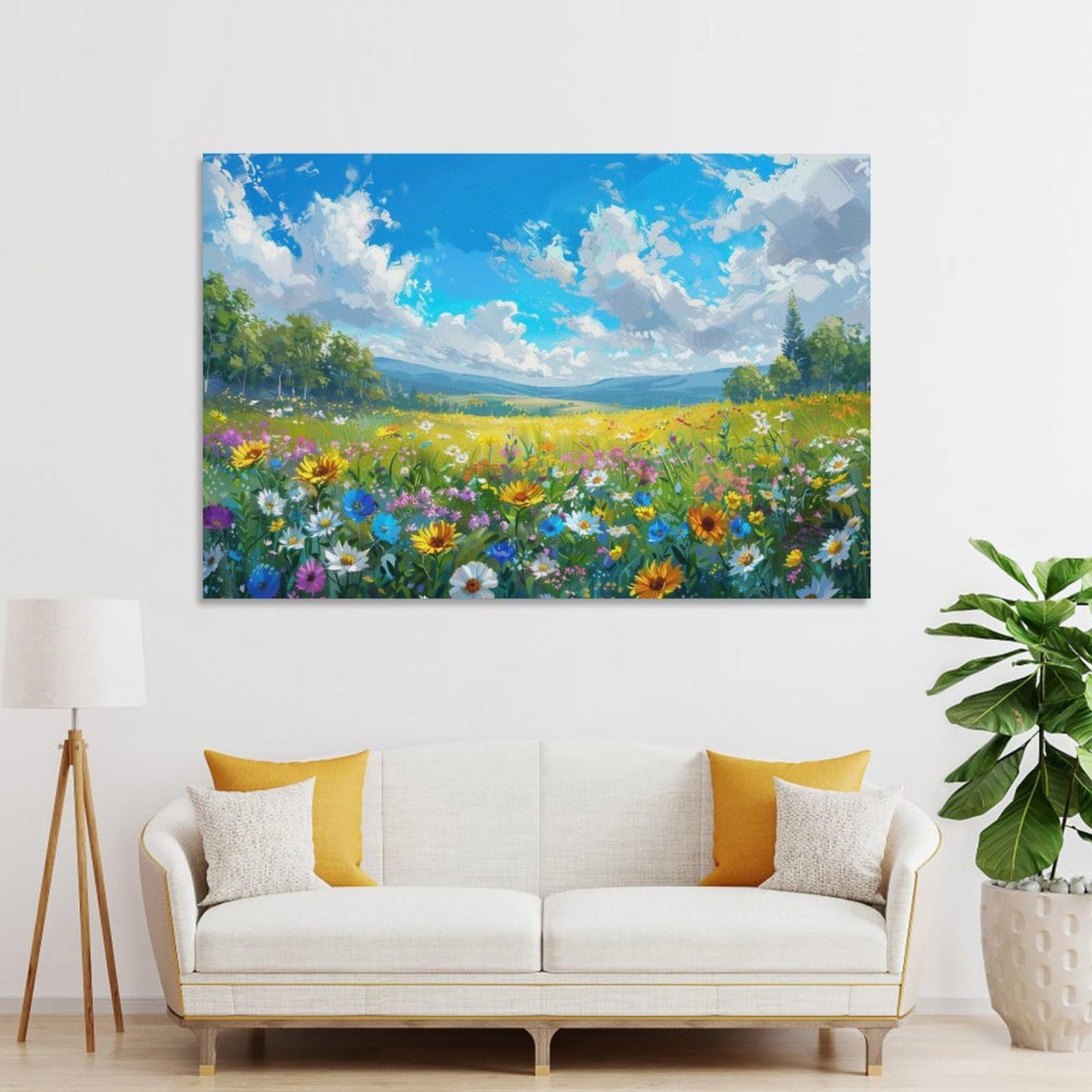 Amazon.co.jp: 絵画 春の花畑インテリア 絵画 魅力的な色彩の花畑