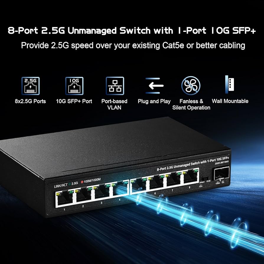 8ポートSFP+ 10GファイバースイッチとSFP、HBAカードなど Amazon.co.jp: XikeStor 8ポート 2.5G ウェブマネージド