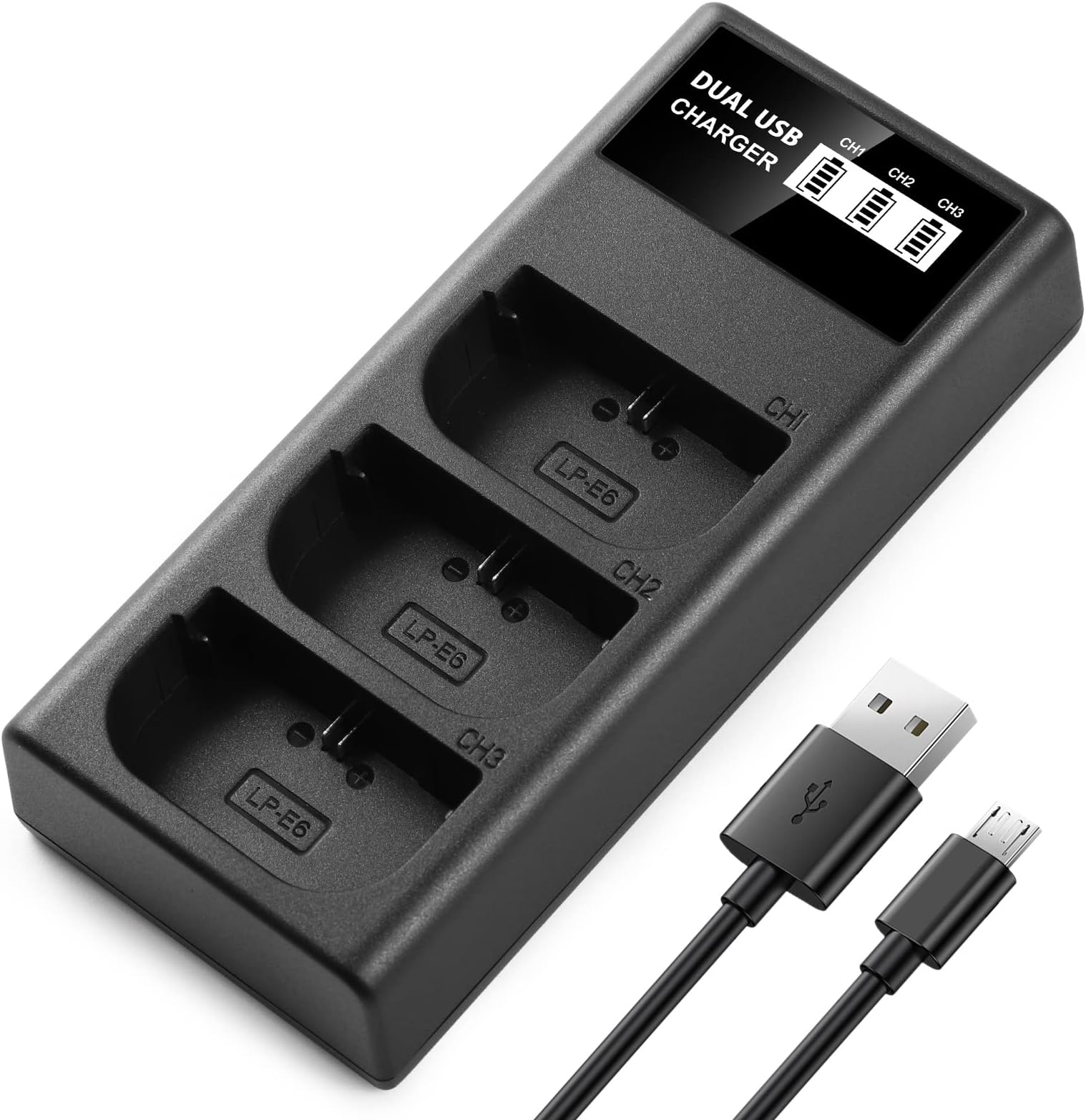 ENEGON LP-E6 Rechargeable Battery Pack (2pack) and Dual USB LED Charger ...