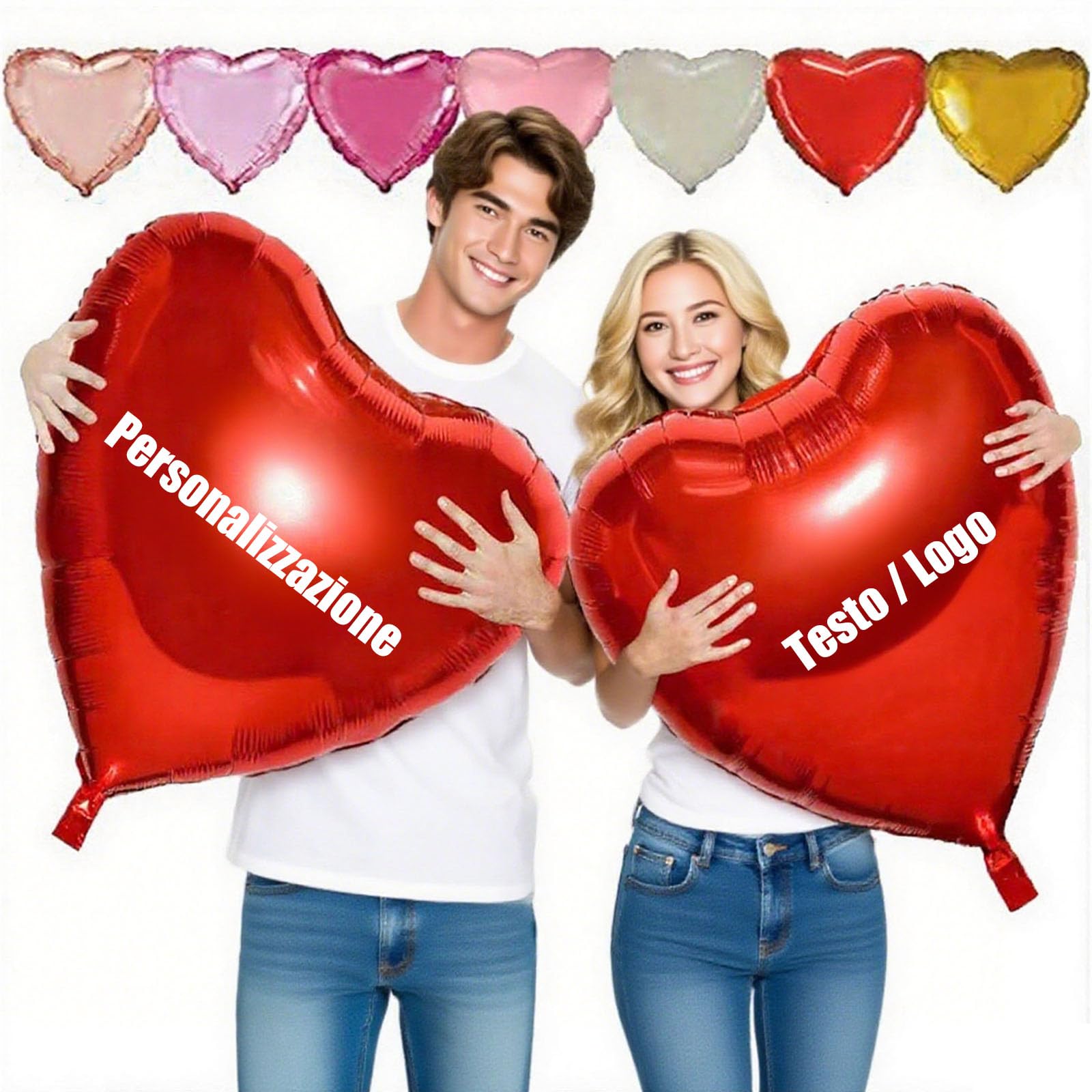 Palloncini Personalizzati Customize Logo and Text Forma Di Cuore Alluminio Palloncini Feste Matrimonio Decorazioni D'amore Articoli Idea Feste Anniversario (Personalizza, 91cm/36in)