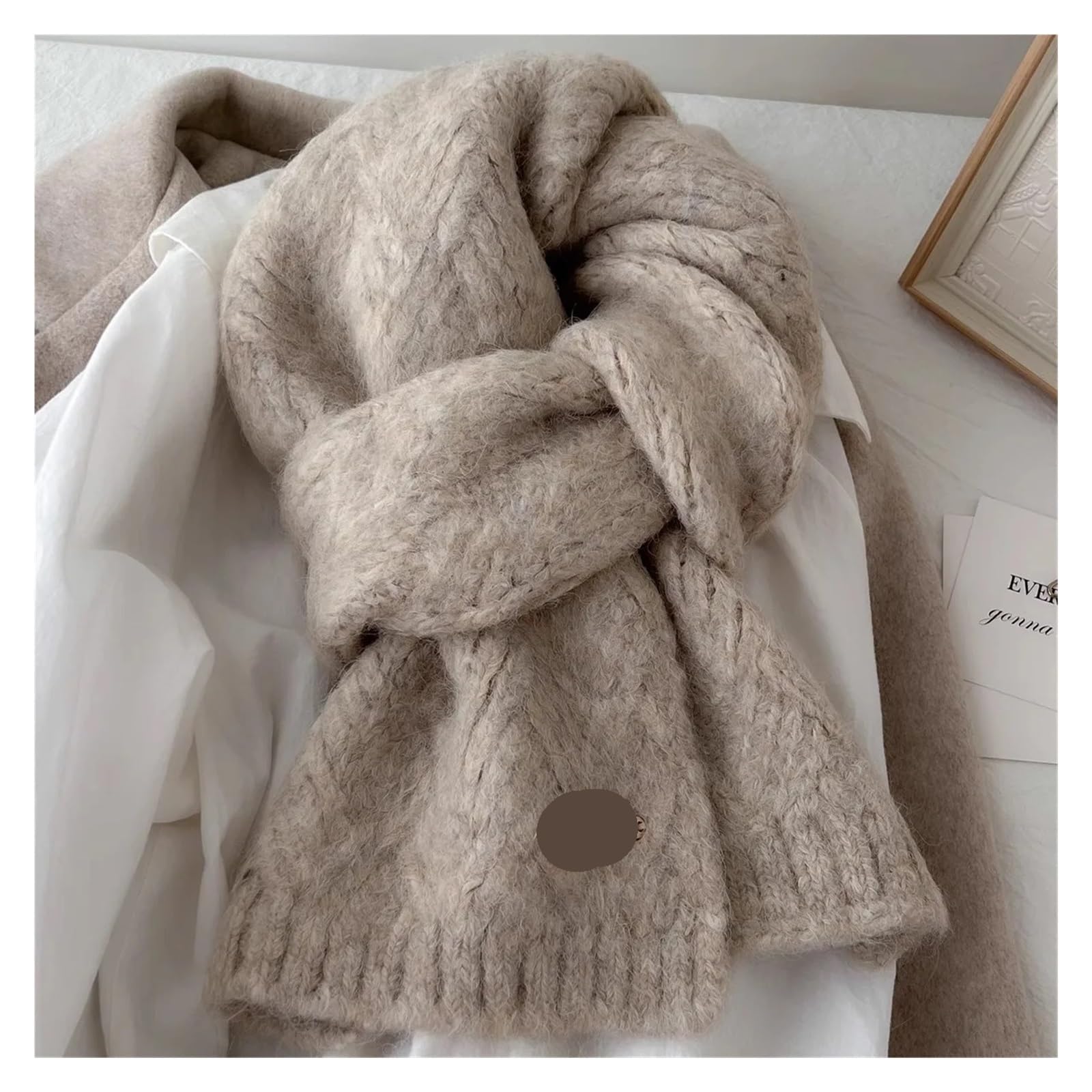 Bufanda Invierno Bufanda de lana tejida diseño for mujer, otoño e invierno, gruesa, cálida y, bufanda cachemira imitación for Unisexo