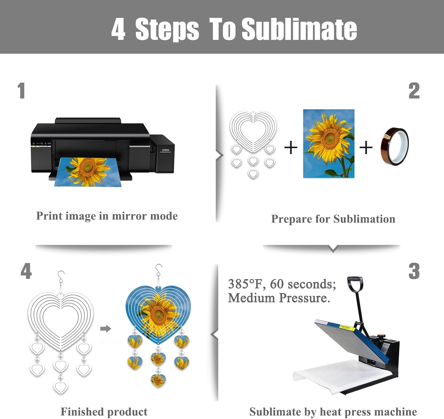 4パック 10インチ 昇華風スピナー ブランク 3D アルミニウム メタル ウィンドスカルプチャー キネティックスピナー 庭や庭用
