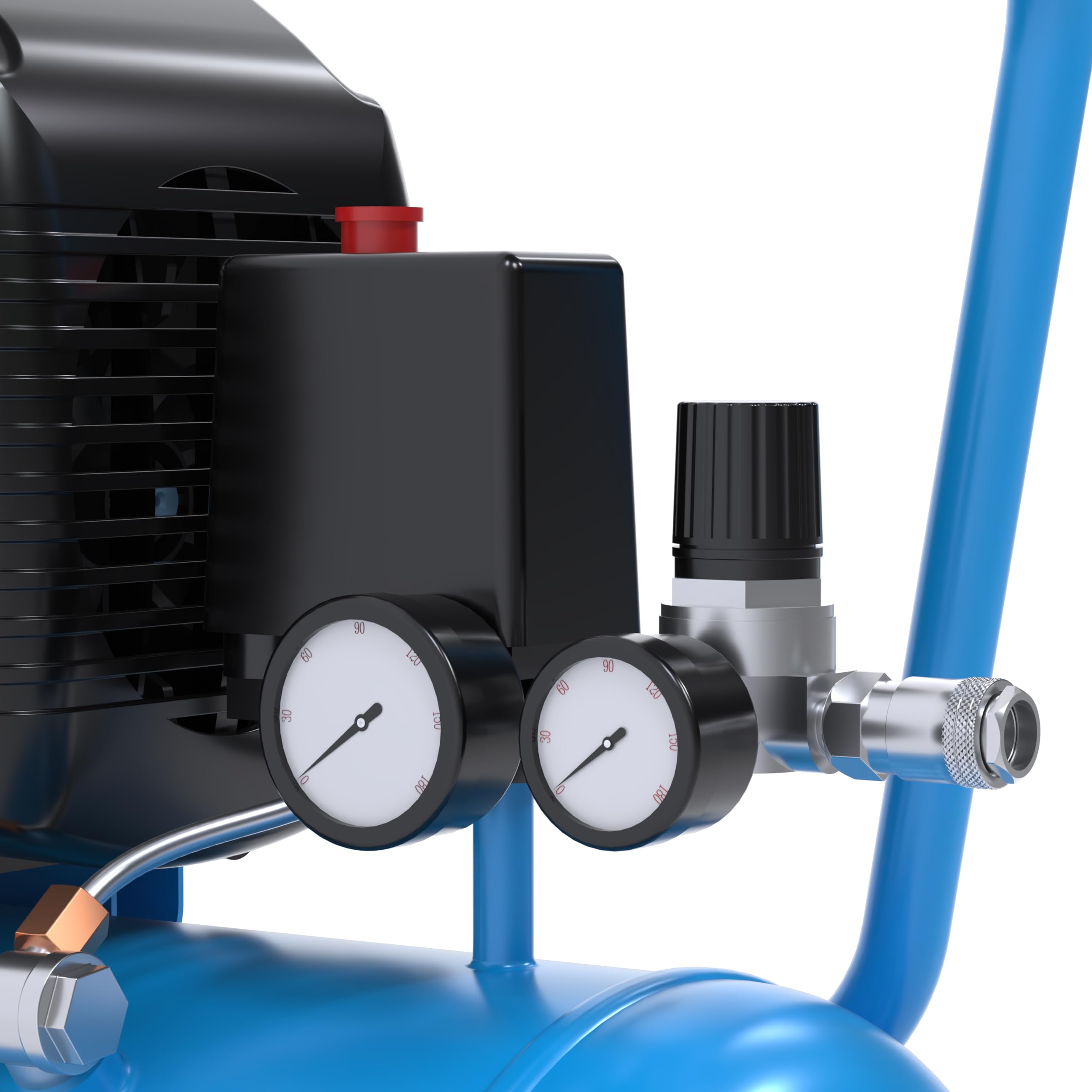 Güde Kompressor 231/10/24 (ölgeschmiert, max. 10 bar, 1500 W, Kessel 24 l, Ansaugleistung 206 l/min, Druckminderer, 2x Manometer, Sicherheitsventil, Kondensatablassschraube, Luftfilter, mobil)