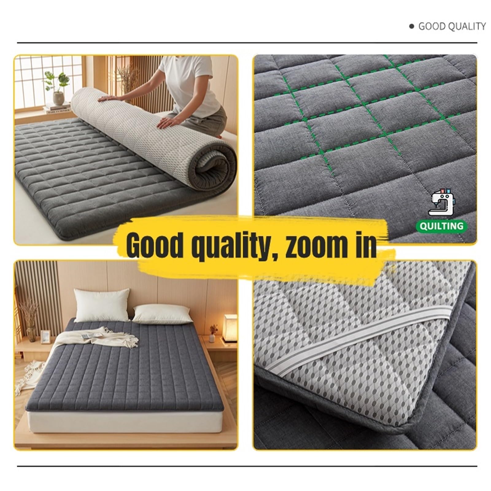 Colchón de Piso Grueso Colchón portátil Plegable Suave Futones japoneses Individuales Dobles, Colchoneta Enrollable de Tatami japonés Colchón Plegable (Color : Style1, Size : Single(90x200*5cm))