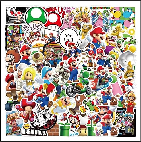 cheesecat forマリオステッカー セットアニメ forマリオ シール 手帳 ステッカーDIY スノーボード スーツケース ギター 防水デカール スーツケース・ギター・車・自転車・スケートボード用 150枚セット