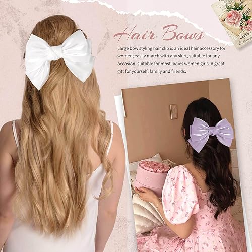 Miniatura 5 de 8 lazos grandes de tul en capas para mujeres y niñas, pasador de 8 pulgadas, pinzas para el cabello, lazos grandes de verano, accesorios para el