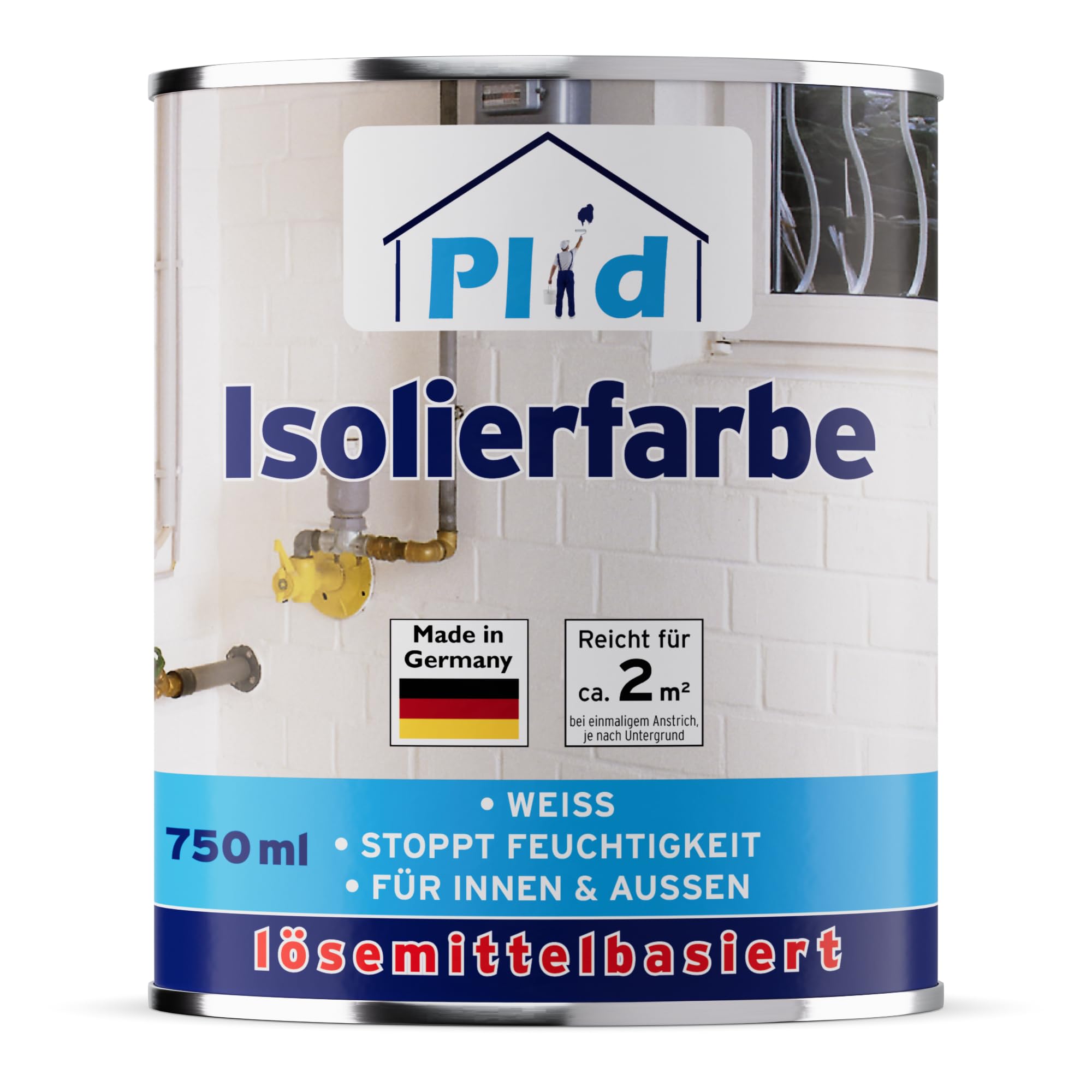 Plid Pintura aislante blanca mate, color de bloqueo para interiores, 0,75 L