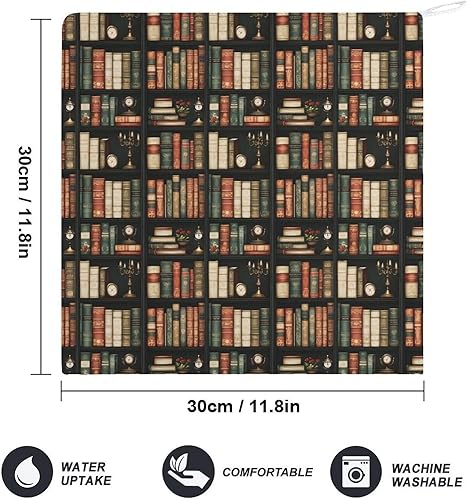 Miniatura 2 de Decorative Hand Towels for Bathroom - Retro Bookshelf Print Soft Absorbent Small Bath Hand Towels for Kitchen, Farmhouse, Spa, Hotel, Guest Tea and