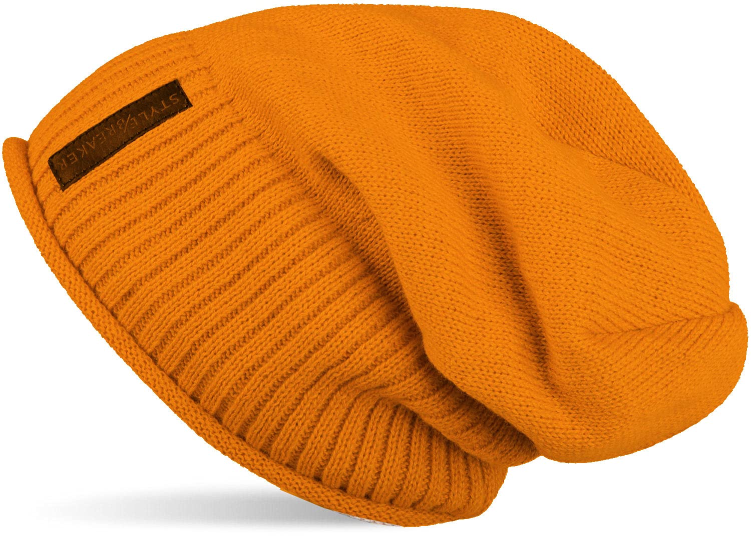 Stylebreaker Women's Curry Warming Fine Knit Slouch Beanie With An Ultra Soft Fleece Lining, Unisex 04024065, Colour: