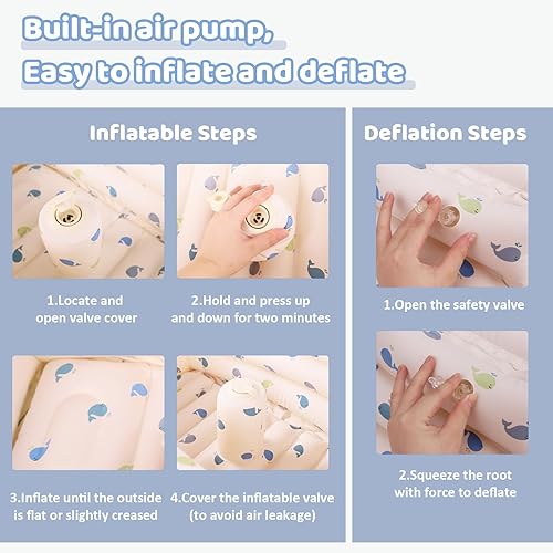 Miniatura 7 de Bañera inflable para bebé con bomba de aire incorporada, bañera portátil para bebés de 1 a 5 años, piscina de bolas pequeña, bañera plegable para