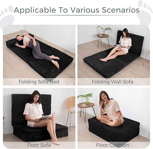 Miniatura 3 de MAXYOYO Sofá cama plegable, colchón portátil para silla y cama, sofá cama plegable, sofá cama de suelo, colchón futón para habitación de invitados,