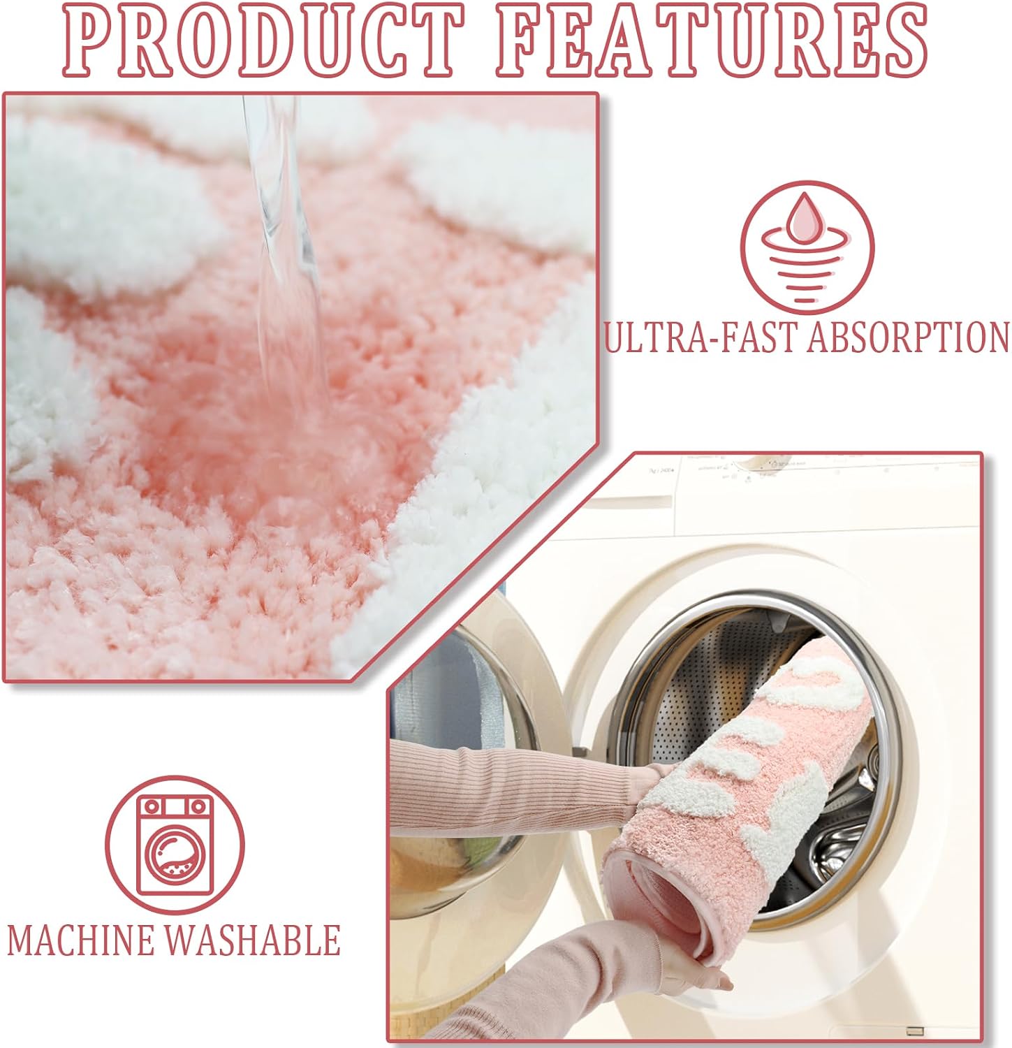 Get Naked Bath Mat Fun Bathroom Rugs Soft Non Slip Cute Bath Rugs Funny Bathroom Decor for Bedroom (Pink) image 3