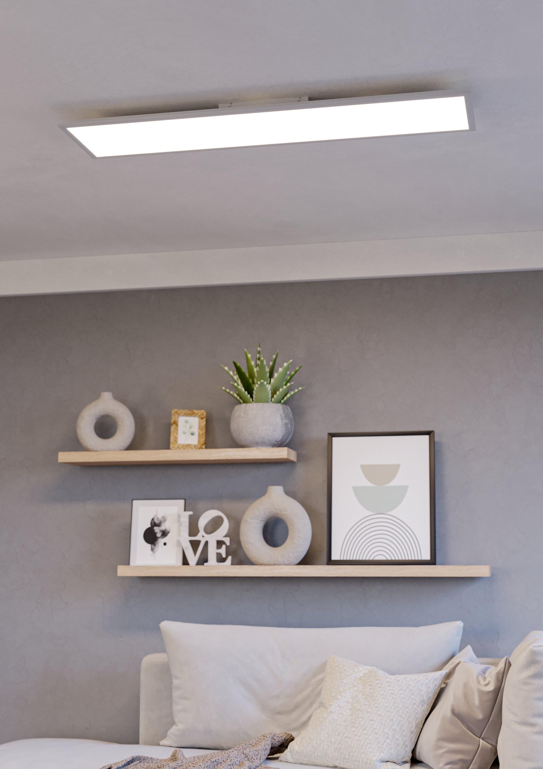 EGLO LED Panel Moradillo-R, Deckenleuchte flach mit Fernbedienung | Deckenpanel aus weißem Metall und Kunststoff, Deckenlampe dimmbar, warmweiß-kaltweiß, 30 x 120 cm