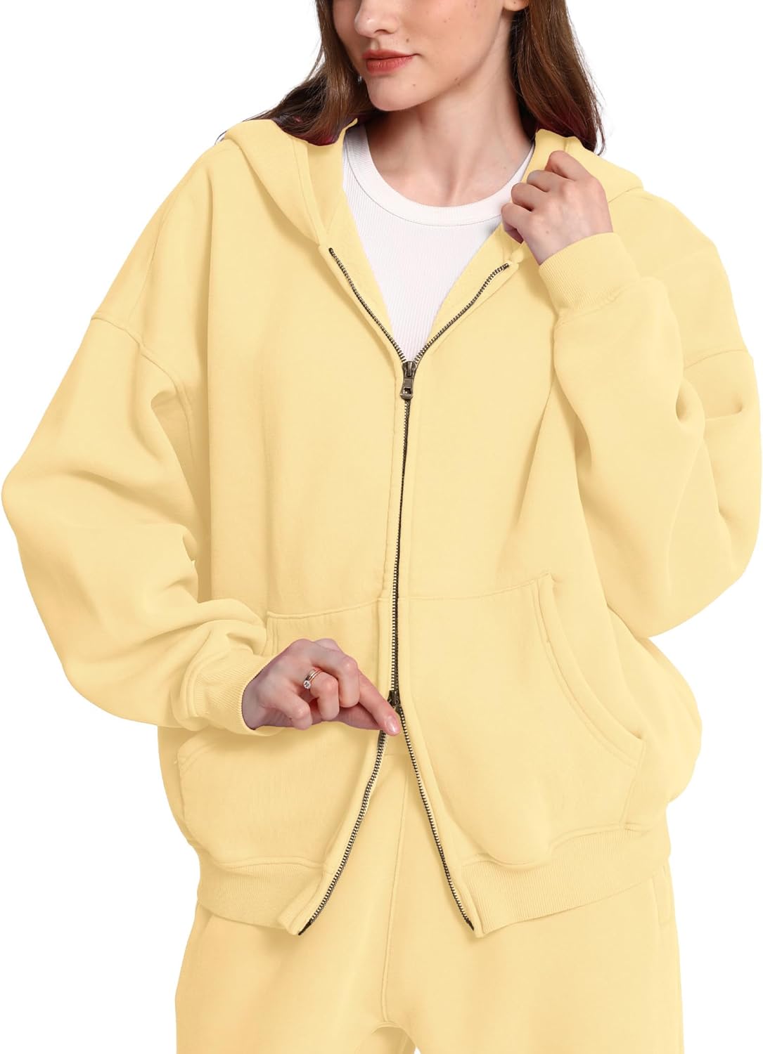 FAIABLE Mens Womens Double Zip Up Hoodie Oversized Acid Wash Hoodie Heavyweight Fleece Cotton Zipper Sweatshirt Vintage - Image 2