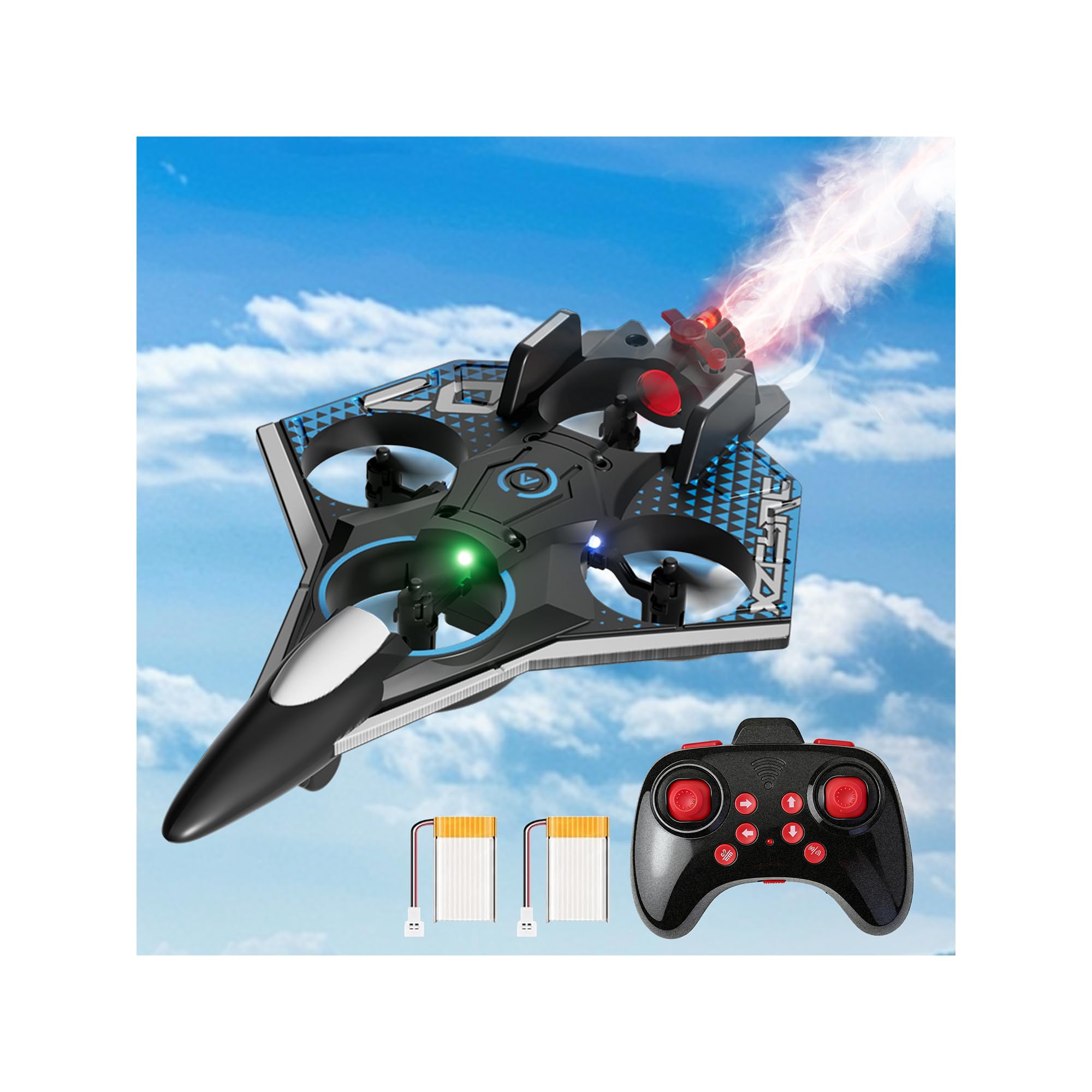 Photo 1 of Virellia RC Airplane with Cool Spray, Foam Remote Control Airplanes with Led Light, 360° Flip Fighter Jet Toys, Stunt Roll, RC Plane for Kids Adults Aged 6+, Gifts for Kids Boys Girls, Black