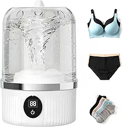 Mini máquina de lavar portátil, lavadora de roupa íntima sem fio recarregável, copo ultrassônico de viagem para sutiãs/roupas íntimas/meias, lavadora compacta para delicados (branco)