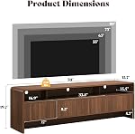 Jocisland 70" Moderne TV Stand pour les téléviseurs Jusqu'à 80", Bois TV Console avec profil courbé & 2 Armoires de rangement, Centre de divertissement Media Console pour salon, Brown