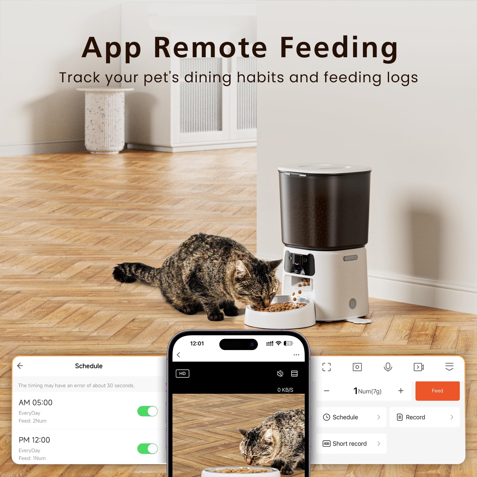 Automatic Cat Feeder with Camera, 4L WiFi Smart Pet Feeder with APP Control, 1080P HD Video, Night Vision,Voice Call, Motion Detection, Dual Power Supply, Stainless Steel Bowl,Supports 5GHz/2.4GHz - image 3