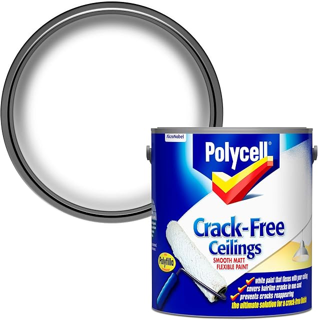 Polycell PLCCFCSM25L Crack-Free Ceilings Smooth Matt - 2.5 L , White