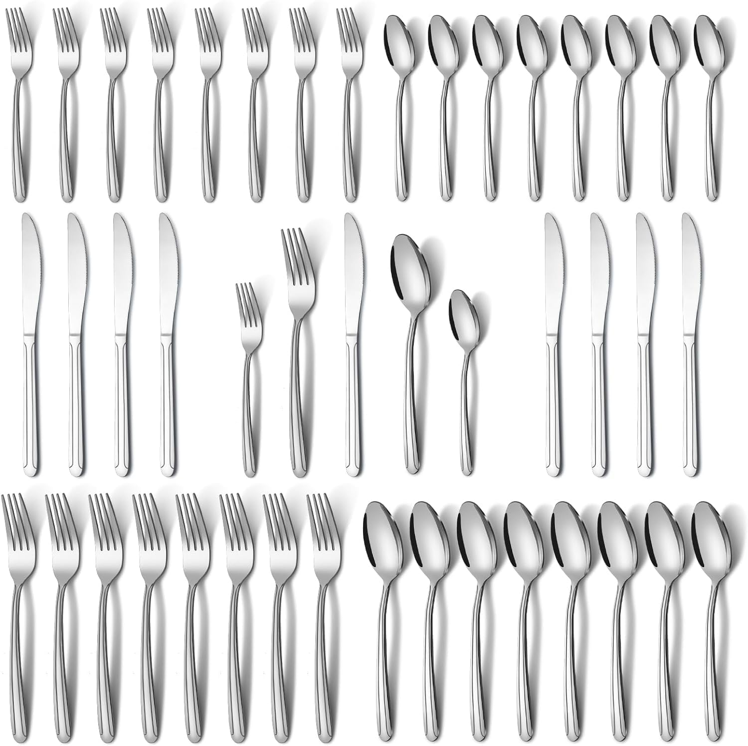 40-Piece Stainless Steel Silverware Set for 8, Flatware Cutlery Set Includes Forks Knives Spoons, Mirror Polished Dishwasher Safe Utensils for Home Kitchen Restaurant Hotel