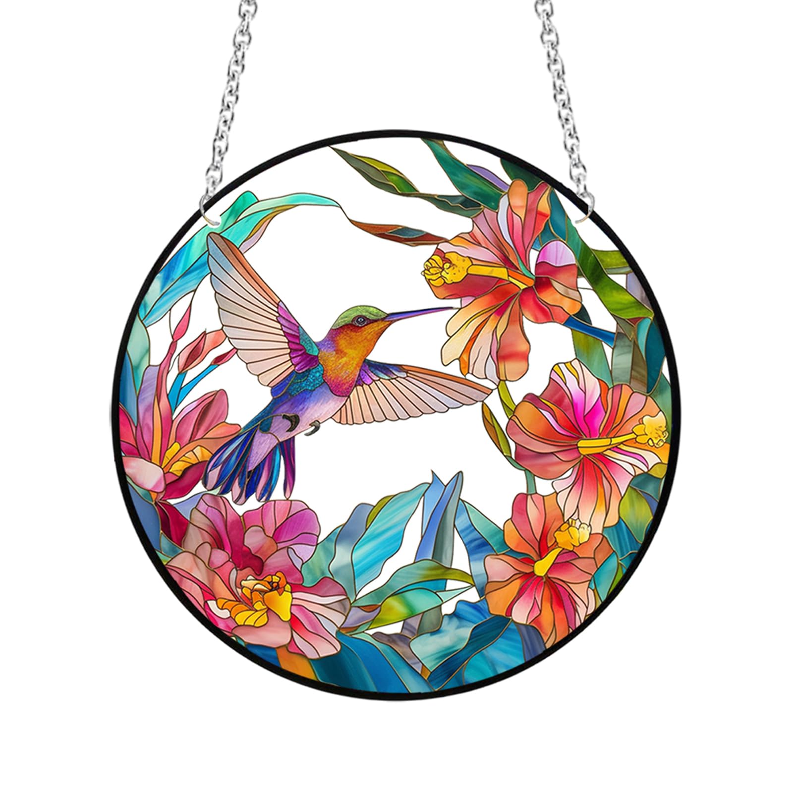 Attrape-soleil colibri en acrylique teinté de 30 cm à suspendre pour fenêtre