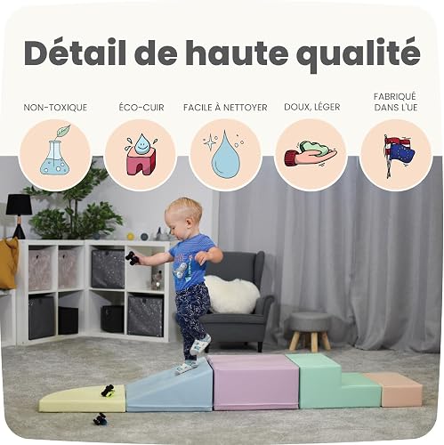 IGLU Soft Play Baby Corner Climbing Foam Blocks 5 Shapes Equipment for Motor Skill Development Montessori Toddler Softplay for Home (light pastel) - 7
