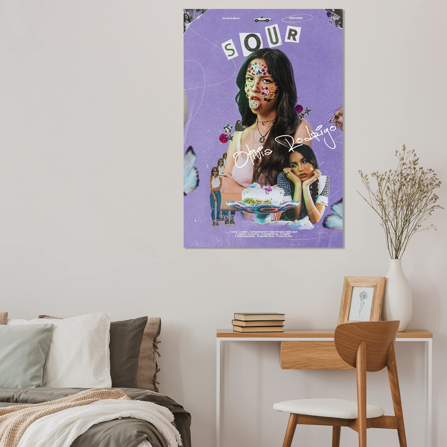 Poster Olivia Rodrigo Sur Toile – 30x45 Cm Sans Cadre – Décoration Chambre Bureau Fan Idéal Cadeau