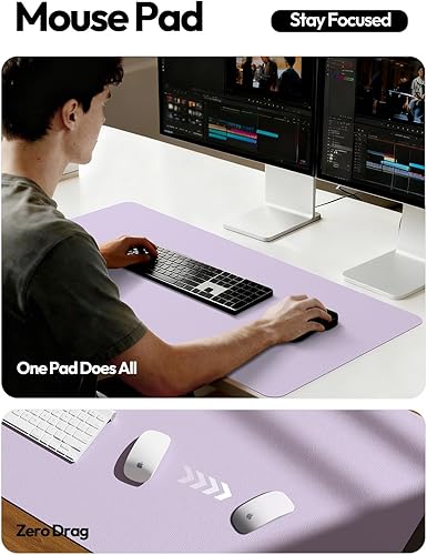 Miniatura 4 de YSAGi Protector de escritorio de cuero, tapete de oficina, alfombrilla grande para ratón, secante de cuero PU antideslizante, almohadilla para