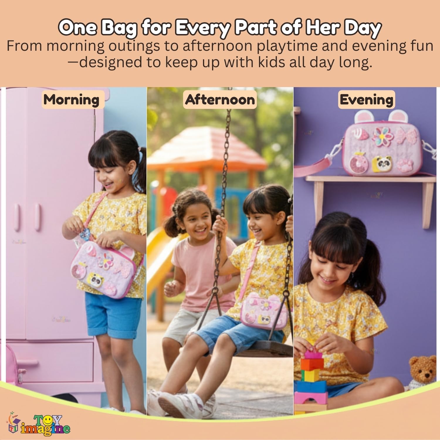 Toy Imagine Cartoon Soft Silicone Crossbody Sling Bag for Girls Birthday Gift for Girls Waterproof Anti Fall Shoulder Purse Handbag Stationery Storage Bag Travel Gift for Children Students Girls 4