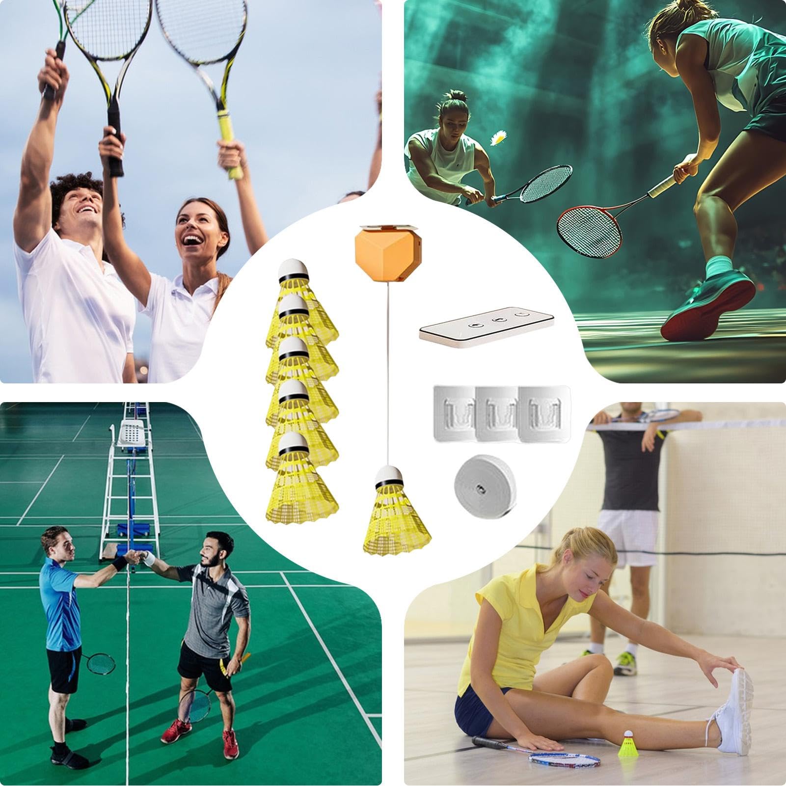 Bádminton de rebote automático entrenador portátil un jugador 6 bolas práctica en casa