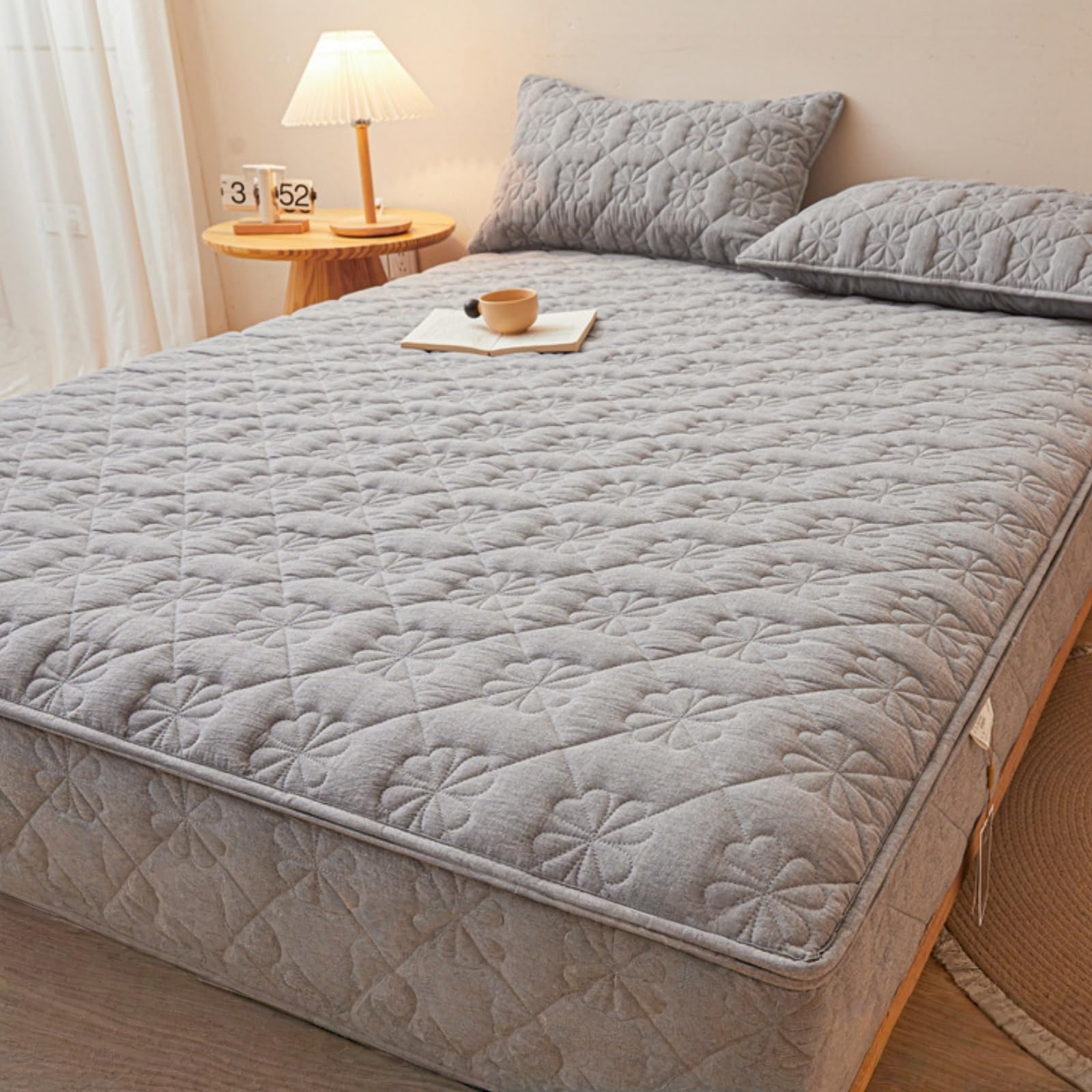 Morbuy Coprimaterasso Singolo Matrimoniale Impermeabile, Coprimaterasso Una Piazza e Mezza Antiacaro con Cerniera Morbida e Traspirante per Materassi Altezza 25cm (CM11 Bianco,200x220+25cm)