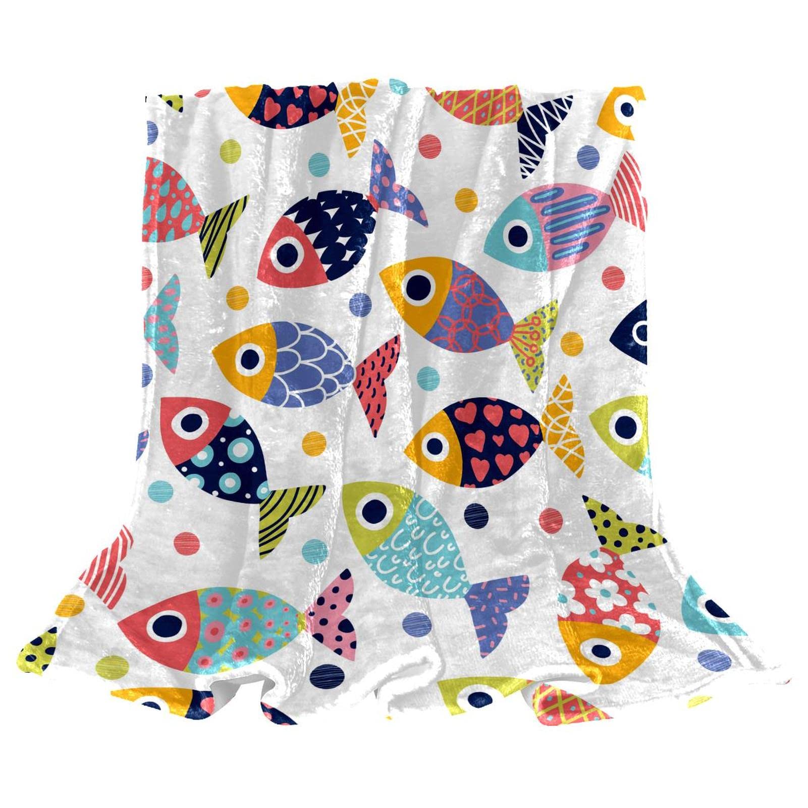 Couverture polaire au sol du canapé de la chambre motif poisson