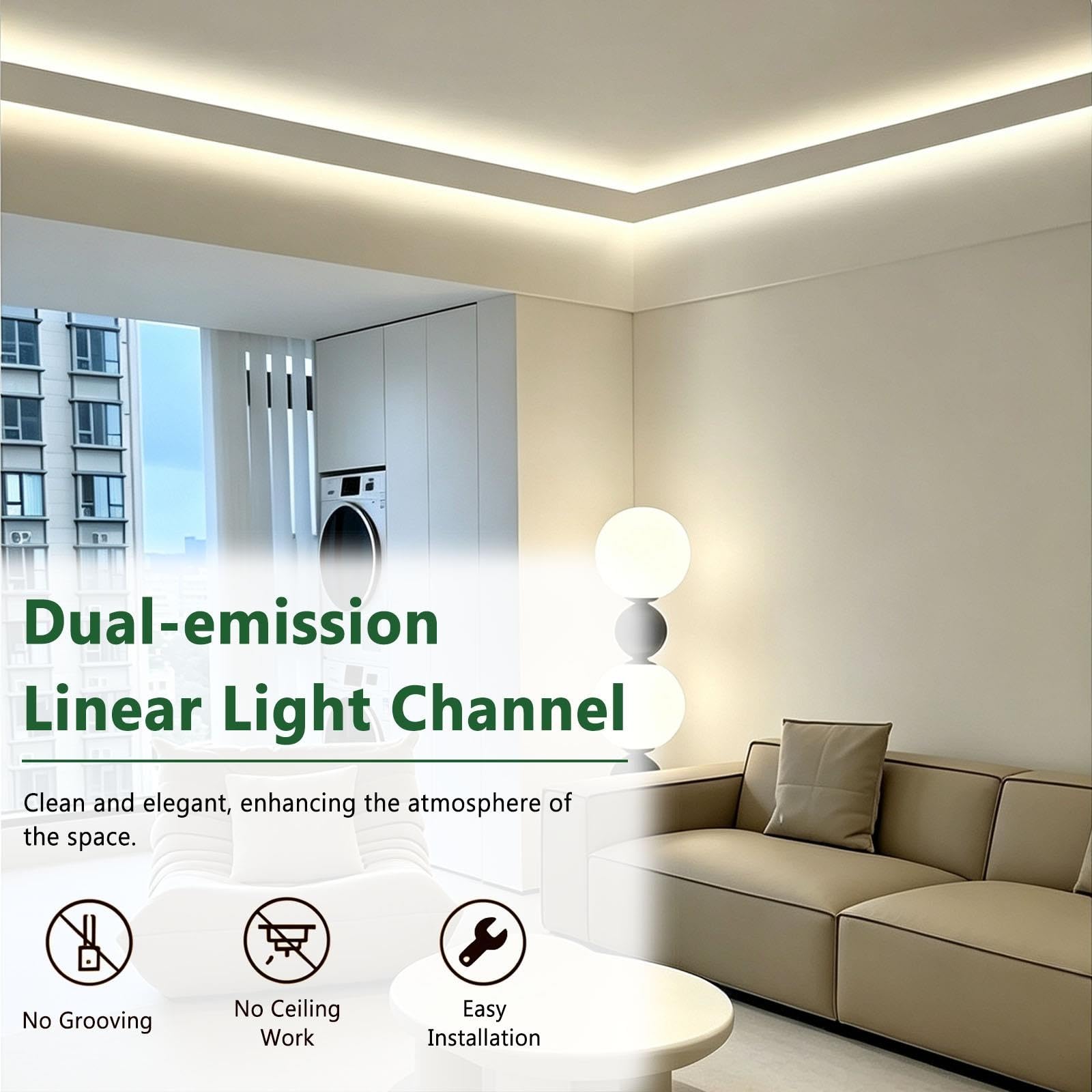 Perfil LED Aluminio Pared Doble Emisión Para Tira LED Indirecta