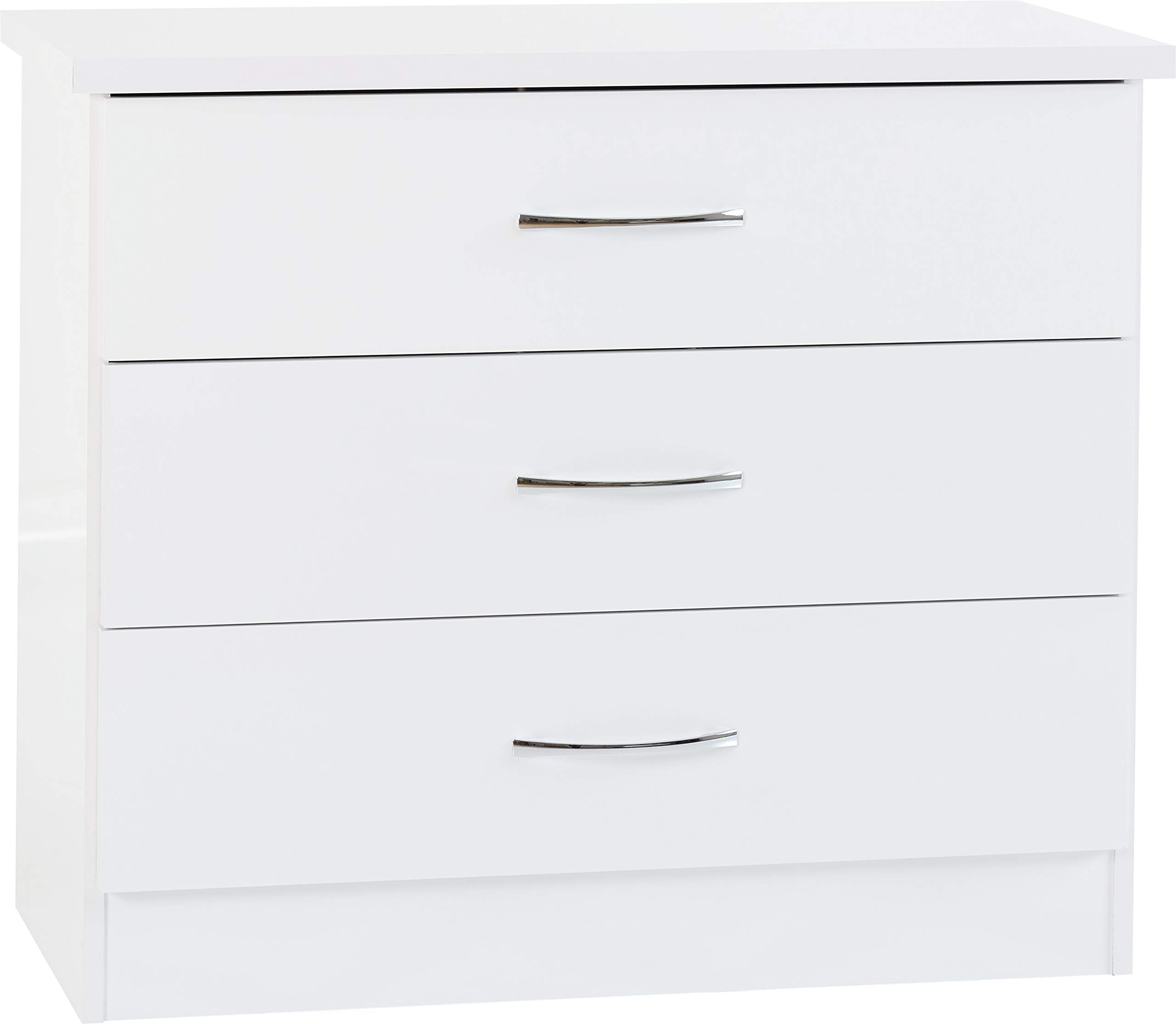 NEVADA 3 DRAWER CHEST - WHITE GLOSS - SECONIQUE  | TJ Hughes