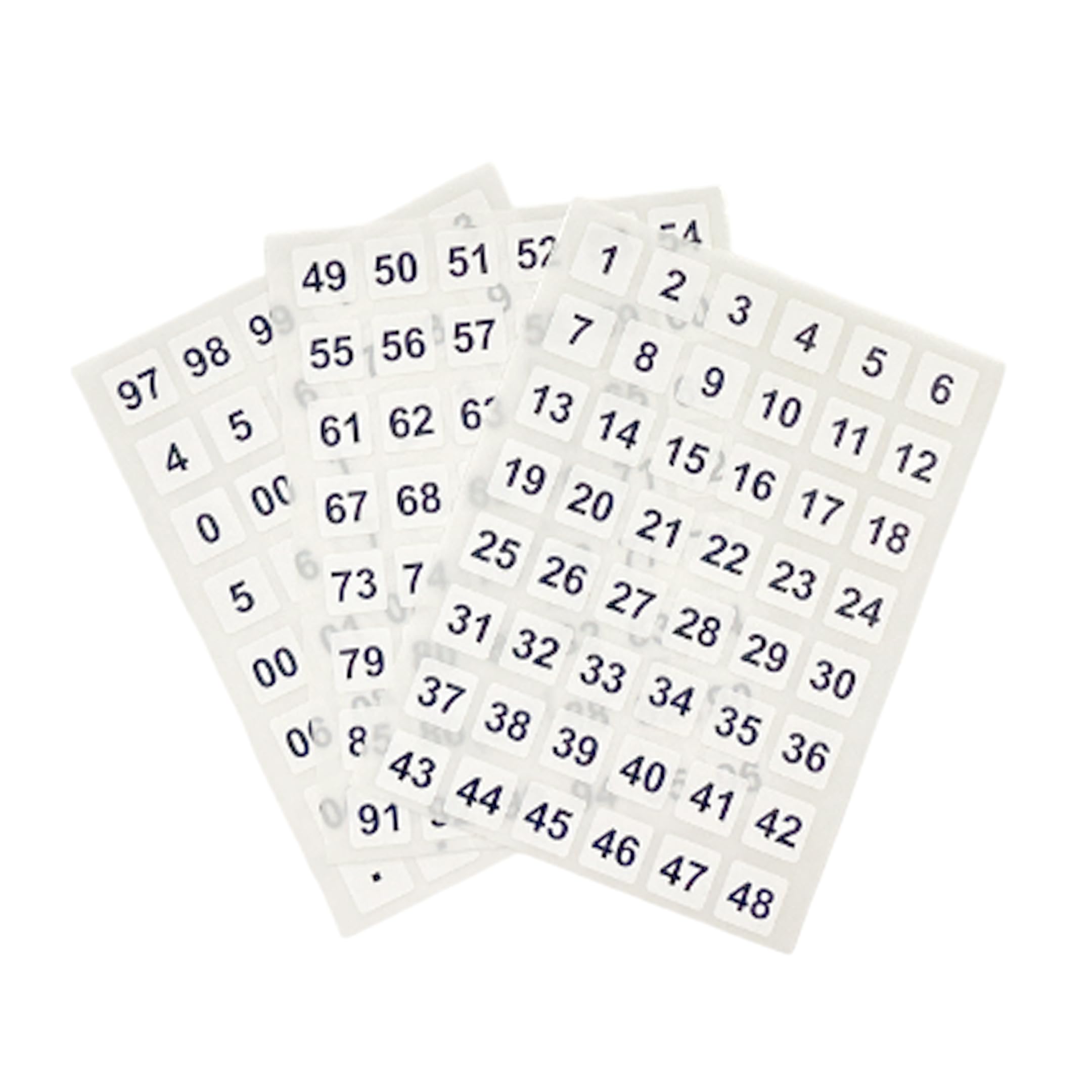 Pack of 144 Black on White 00-99 Number 12x12mm Self Adhesive Labels