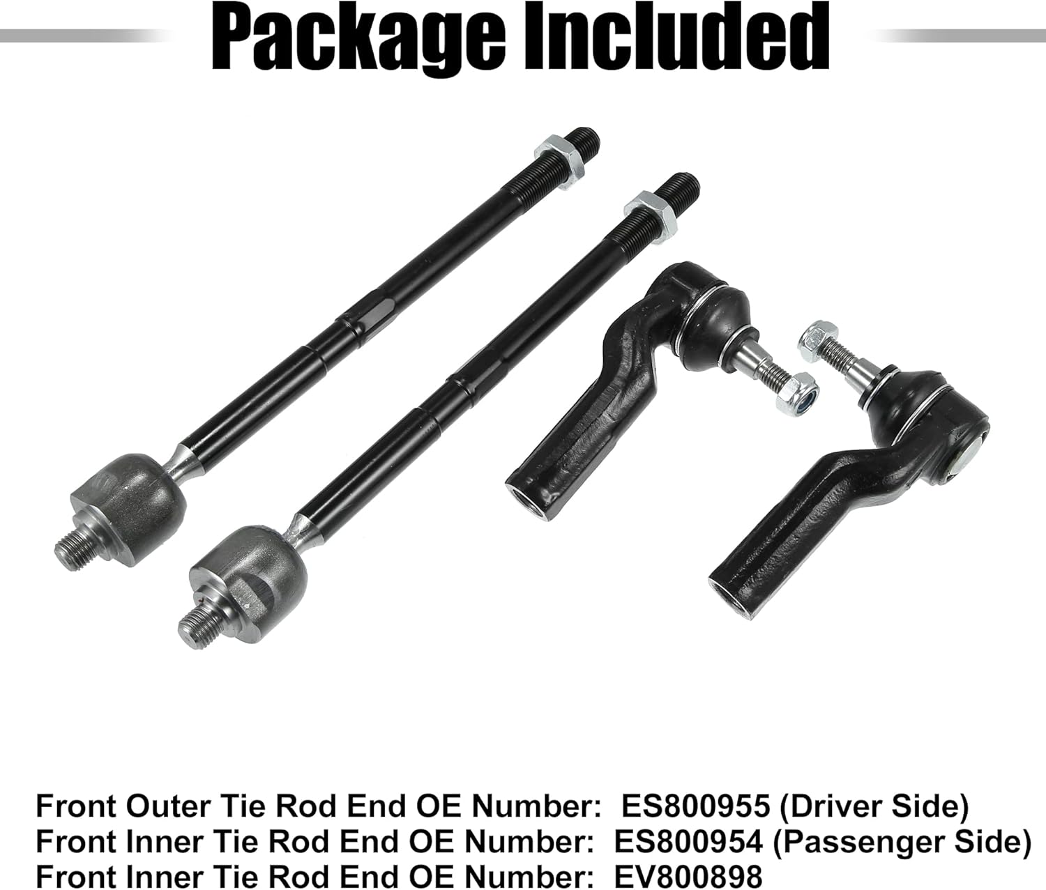 X AUTOHAUX 4pcs Front Inner Outer Tie Rod End Links Suspension Steering Part EV800898 ES800954 ES800955 for Ford Focus 2012-2017 for Ford C-Max Escape 2013-2017