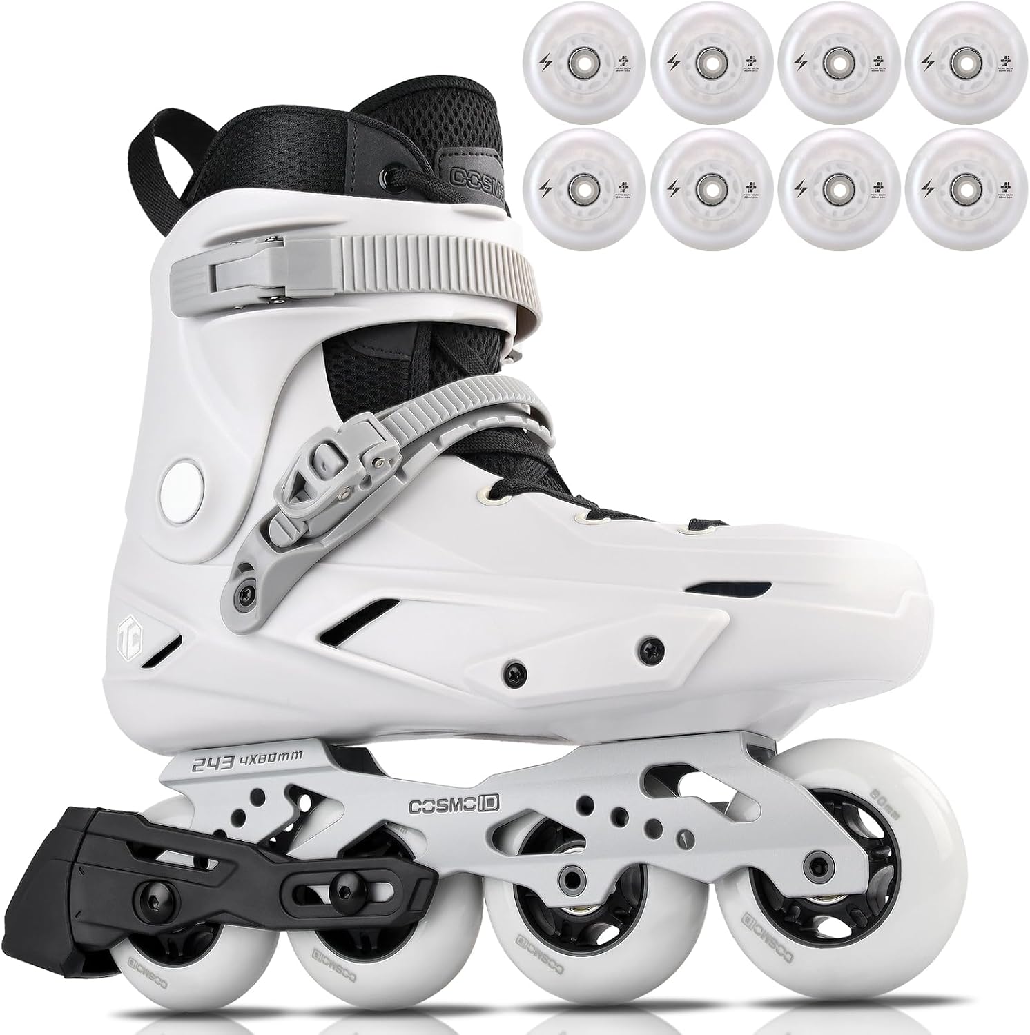 Elegant Night Glow Inline Skates Bundle – COSMOID Roller Blades with Pearl Light-Up Wheels for Adults & Teens, Stylish Fitness Skating Set
