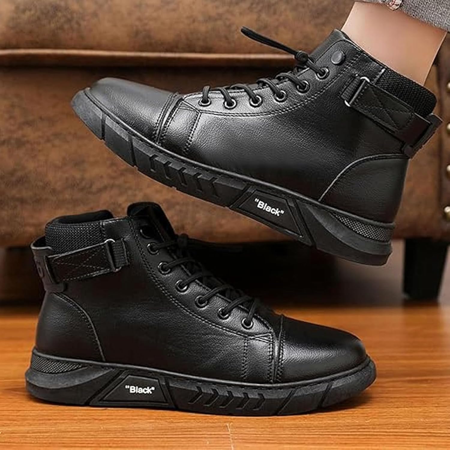 Genuine Leather Orthopedic Boots，Top Leather Boots for Men - Business Casual Ankle Boots with Side Zipper | Non-Slip Shock Absorption & Water-Resistant Full Grain Leather