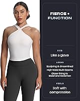 Vista 3 de Aoxjox Trinity - Leggings de entrenamiento de cintura alta para mujer, pantalones de yoga, 26.5 pulgadas