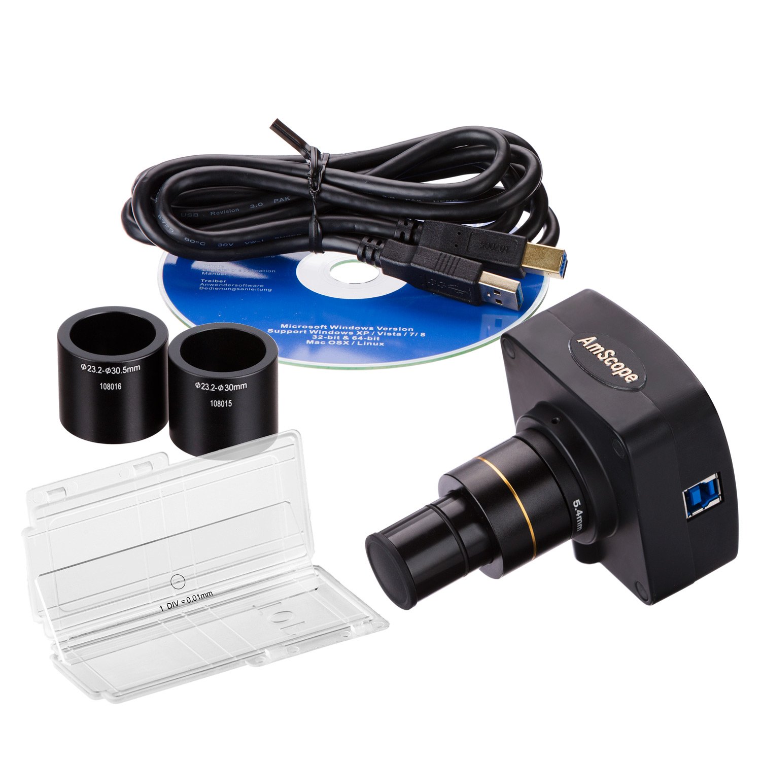 amscope mu503-ck 5 MP USB 3.0 Echtzeit Live Video Mikroskop Digital Kamera + Kalibrierung Kit