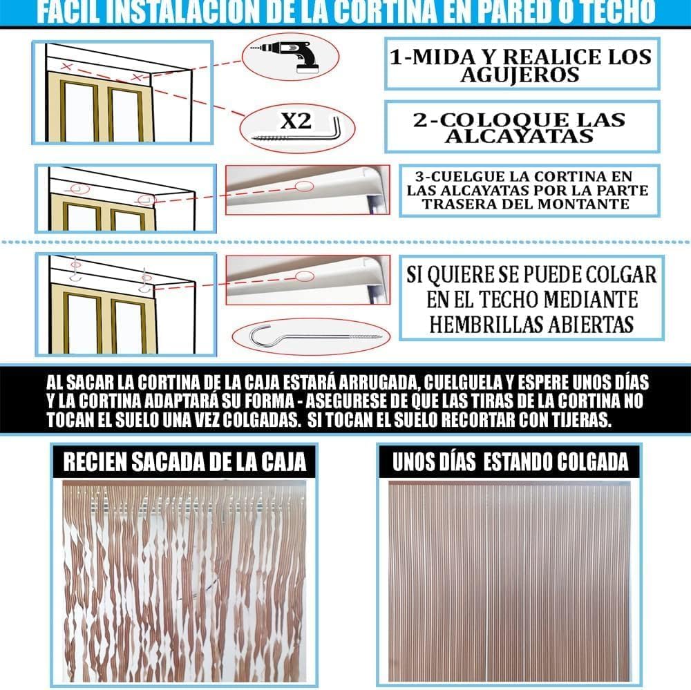 Cortina de cordón de PVC para Exterior | Corte a Medida | Anti Insectos | PERTONI TENDE (Blanco Y Amarillo, Alto 210cm x 120cm Ancho)