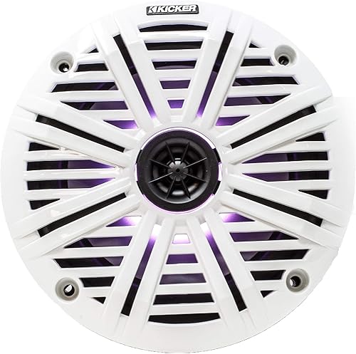 Miniatura 6 de KICKER Altavoces marinos LED de 6.5 pulgadas (1 par) parrillas de agua salada blanca, altavoces de repuesto OEM