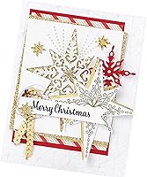 Vista 5 de Juego de 7 piezas de troqueles de metal con diseño de copo de nieve Starlight, troqueles de corte de tarjetas de copo de nieve de Navidad