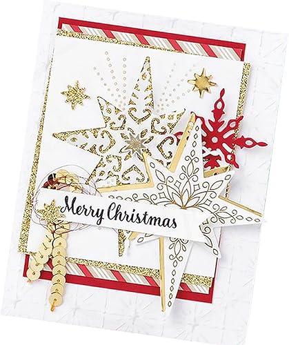 Miniatura 5 de Juego de 7 piezas de troqueles de metal con diseño de copo de nieve Starlight, troqueles de corte de tarjetas de copo de nieve de Navidad,