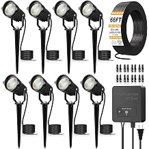 Low Voltage Landscape Lighting Kit, 6W Landscape Lights with 100W Transformer 66FT UL-Listed Wire & Connectors, 3000K Waterproof Outdoor Spotlight Lights for Yard House Tree 12V-24V 8Pack