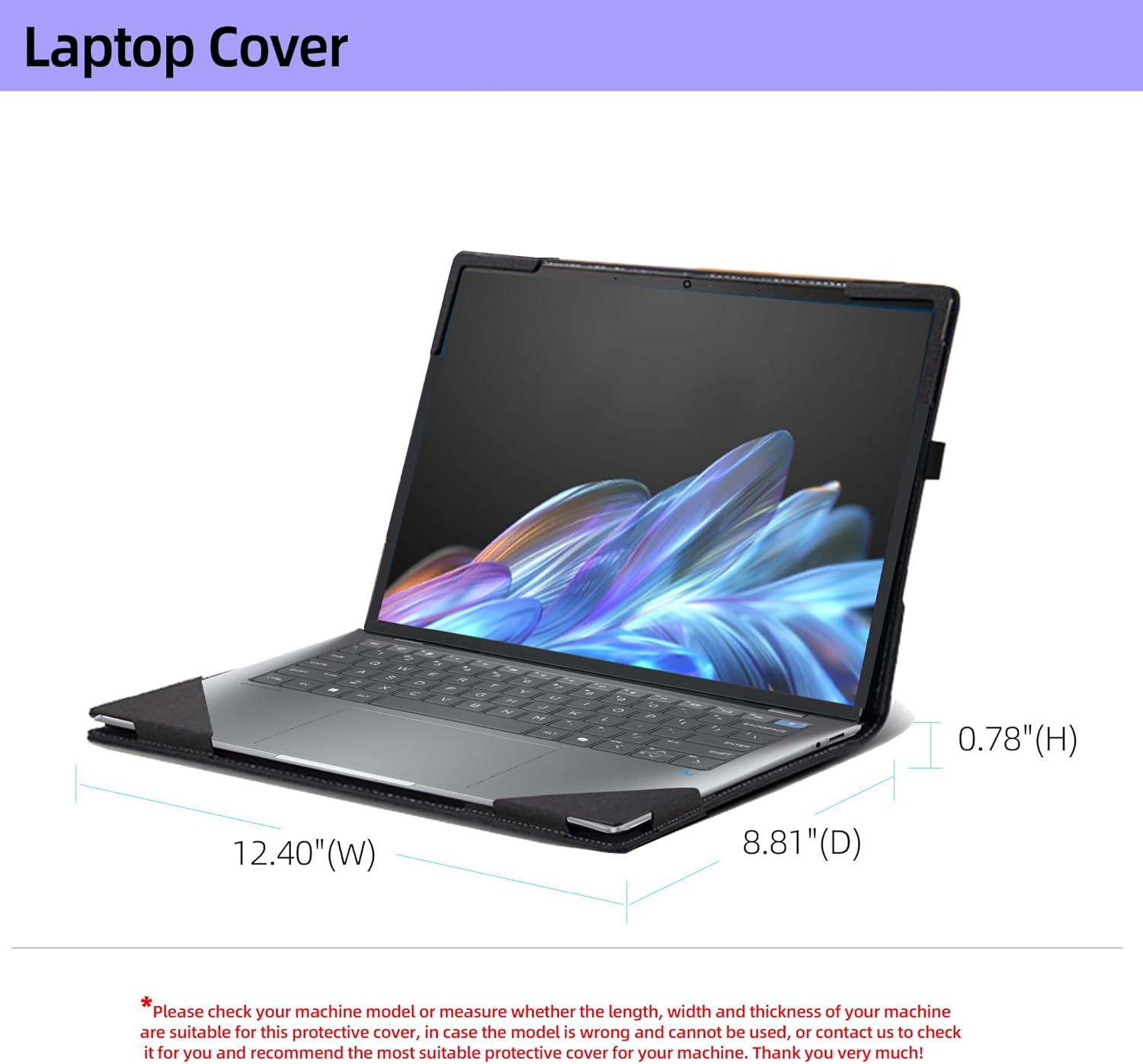 Laptop Cover for HP OmniBook X Laptop Next Gen AI PC - 14-fe0087nr |14-fe000|14-fe0097nr|14-fe0057nr|14-fe0058nr 14" PU Leather Inside Pocket Cover (Dark Gray)