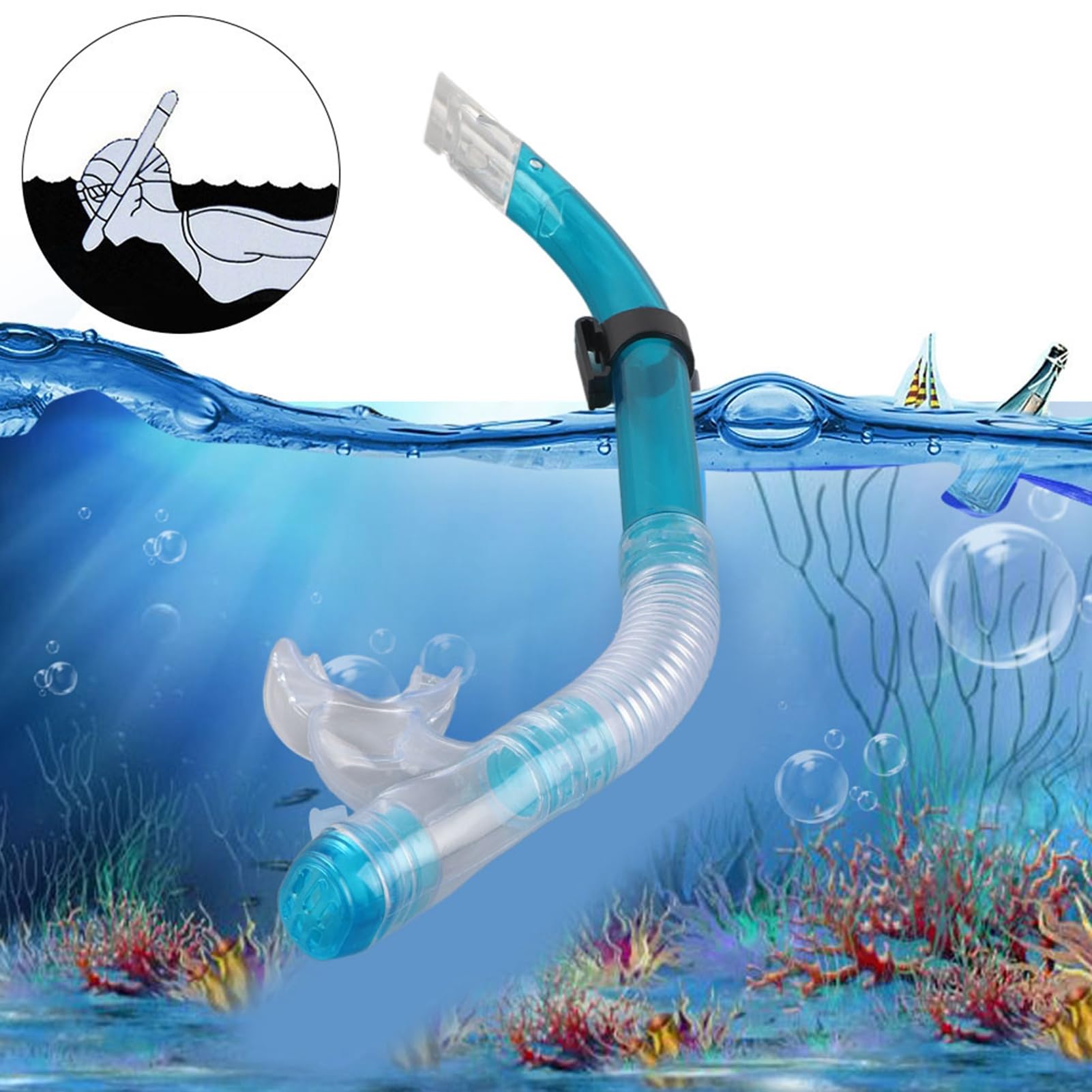 Diving Breathing Tube, Silicone Semi Dry Diving Snorkeling Breathing Tube, Snorkeling Breathing Tube for Dreediving Spearfishing(Blue)